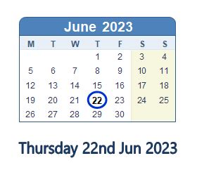 June 22, 2023 (Thursday) .